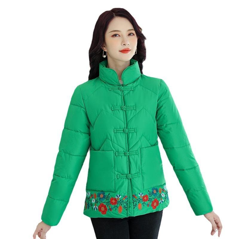 Thickened Cotton-padded Clothes Women's Short Winter New Middle-aged Mother Clothes Embroidered Retro Down Cotton-padded Jackets Women