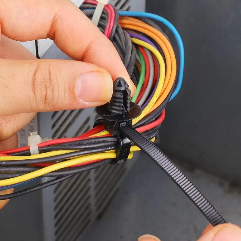 Nylon Car Cable Ties Threaded Head Automotive Wire Management Straps Self Locking Fasteners Universal Vehicle Organizer Quality