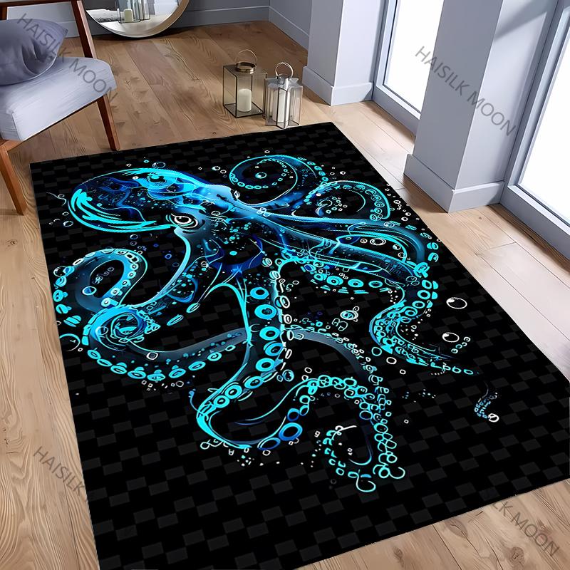 3D HD Oktopus Gedruckter Teppich Computerraum Spielzimmer Rutschfeste Dekorative Matte Wohnzimmer Schlafzimmer Büro Großflächiger Teppich Tolles Geschenk
