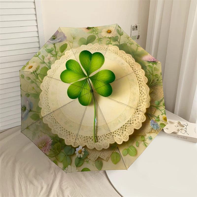 

1PC Four-leaf clover, Floral arrangementAutomatic Open/Close Umbrella with Windproof, 8-Rib Sturdy Canopy, Durable Ribs, Fashionable Design1238A