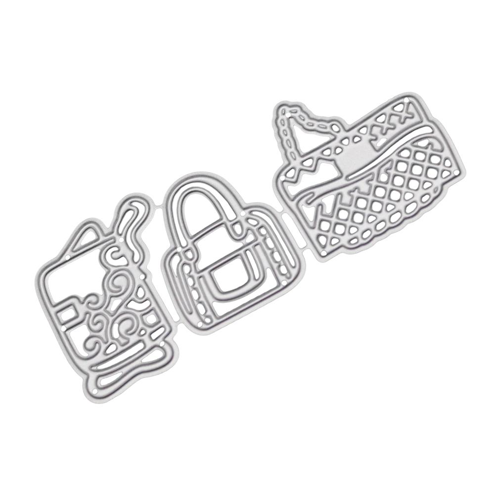 3 Women's Bags Frame Metal Silvery Stencil Embossing Cutting Dies For Diy Scrapbooking Paper Album Cards Making