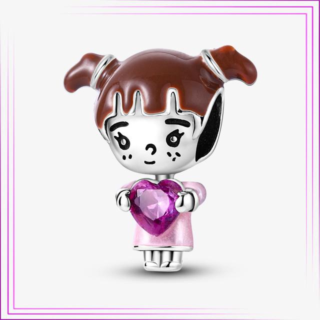 925 Sterling Sølv Hjerte Blomst Luftballong Flamingo Rosa Sjarm Plata De Ley Bil Katt Perle DIY For Originalt Armbånd Smykker