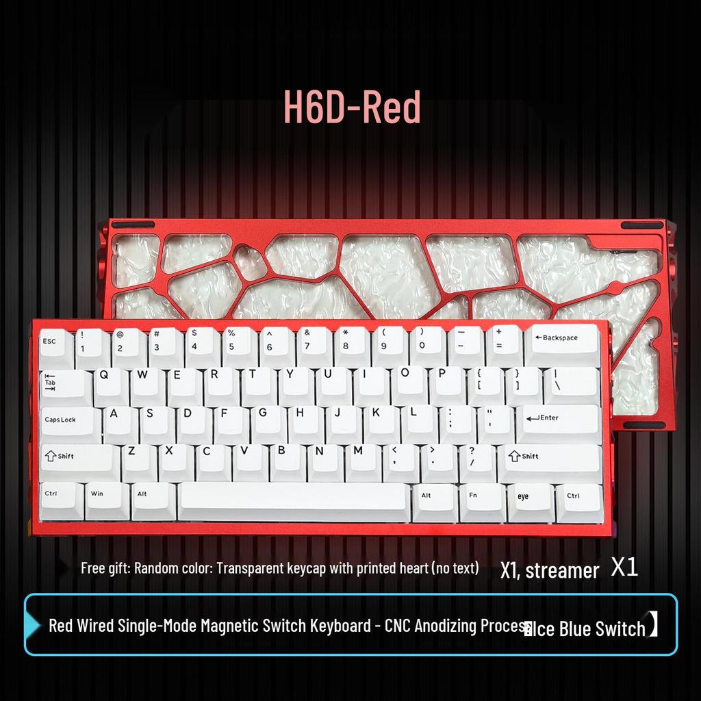 H60 Three-Mode Magnetic Switch Keyboard: Wired, Wireless, Bluetooth, Full Aluminum CNC for Gaming