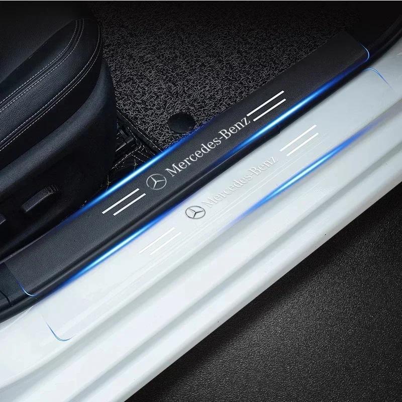 DNBF1 4pcs Car Threshold Protector Transparent Decorative Badge Sticker for Mercedes Benz W212 W204 W211W168 W213 W205 W210 W108 W124