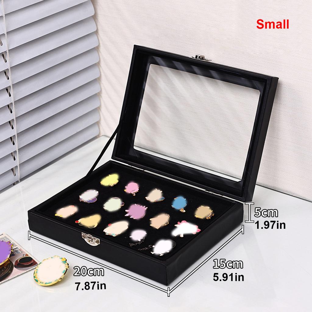 1pc Badge display box with transparent dust cover, brooch and collectible jewelry box, black large capacity jewelry box