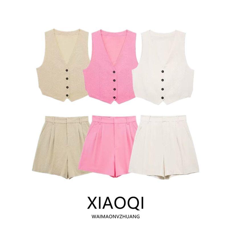 Fashion Style 2024 Summer New Arrival Women's Clothing Elegant Versatile Split Vest Jacket High Waist Shorts 5320767