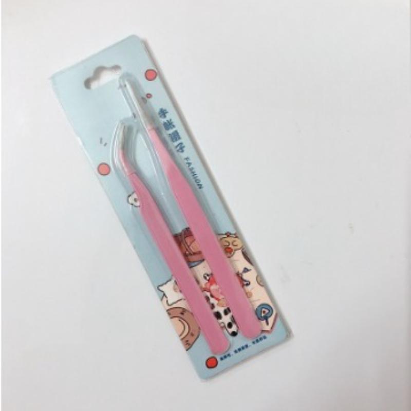 

Stainless Steel Straight Curved Tweezers Colorful Pink Blue Purple DIY Eyelash Tweezer Nail Art Sticker Rhinestones Picking Tool рожевий