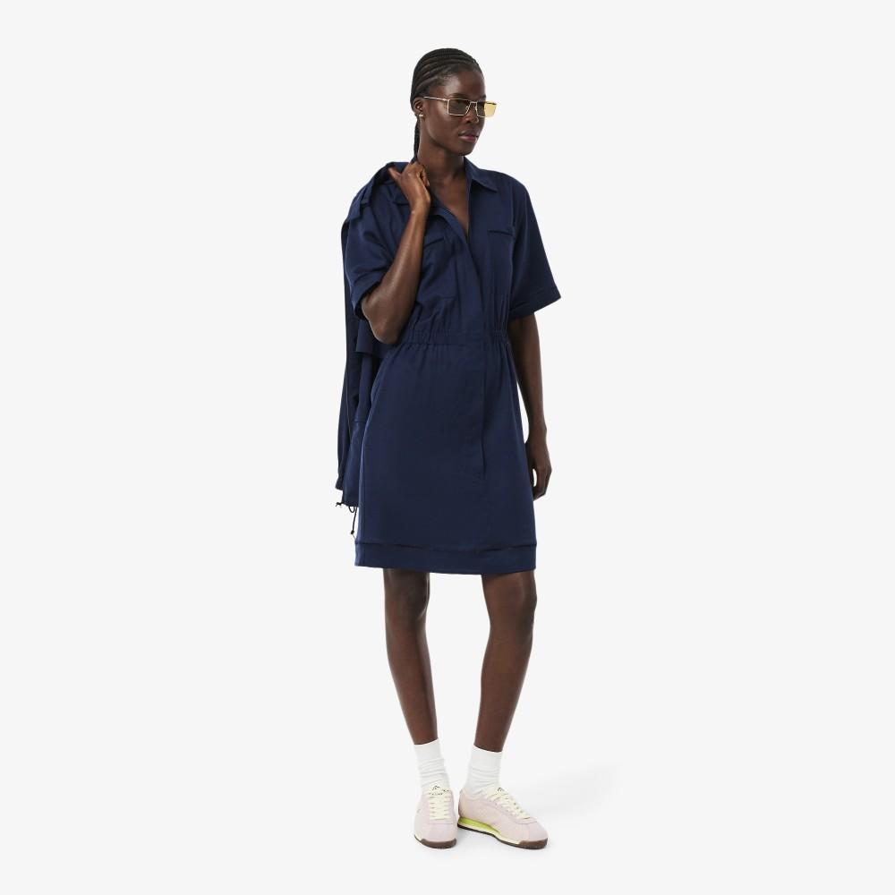 Lacoste Women's Fluid Linen Polo Zip-up Dress EF0201-56G166