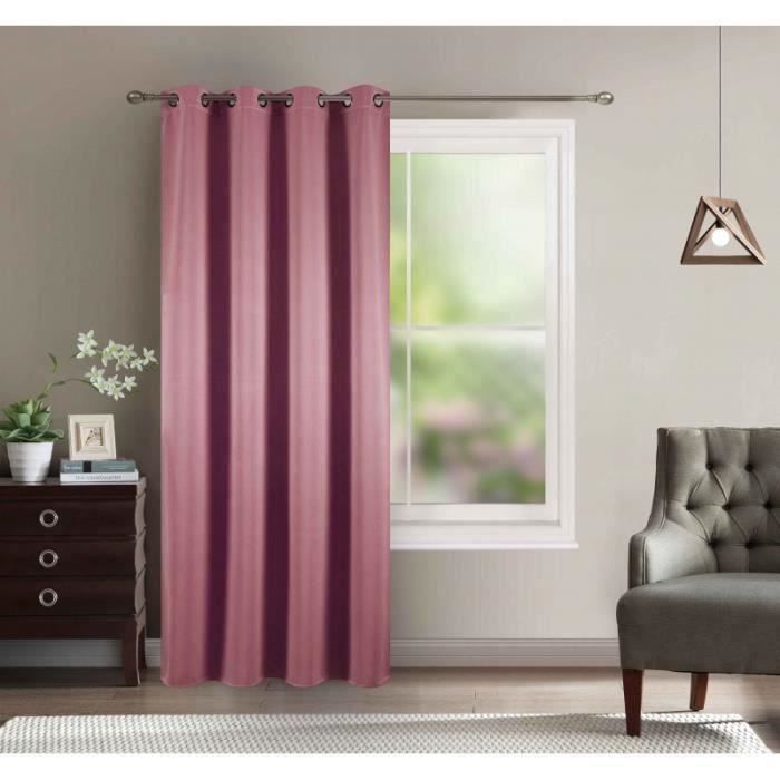 Rideau Occultant - HOMEROKK - 140 x 260 cm - Rose Poudré - 100% Polyester - 8 Œillets