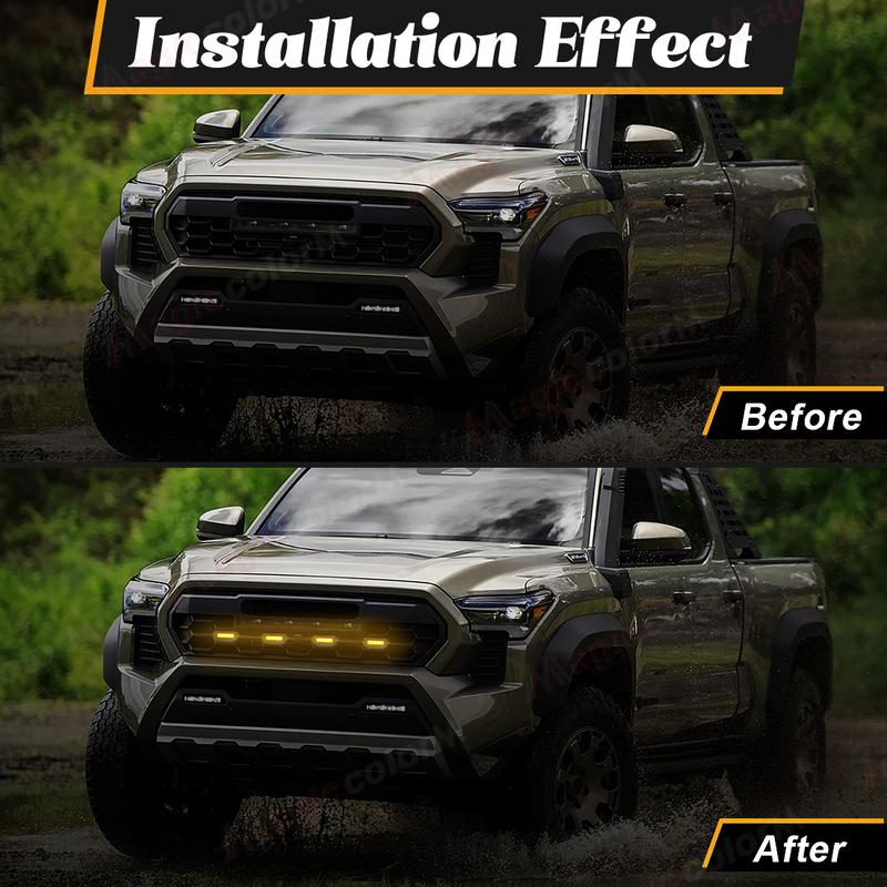 For Toyota Tacoma TRD Pro Trailhunter 2024 Car Front Grille Light LED Yellow Warning Light Daytime Running Lamp Headlight 12V
