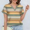Summer Women's Printed V-neck Short Sleeved Casual Top T-Shirts