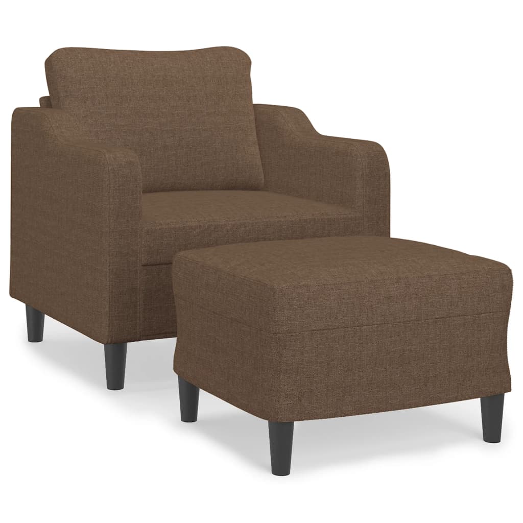 Vidaxl Fotel Z Podnóżkiem, Brązowy, 60 Cm, Obity Tkaniną