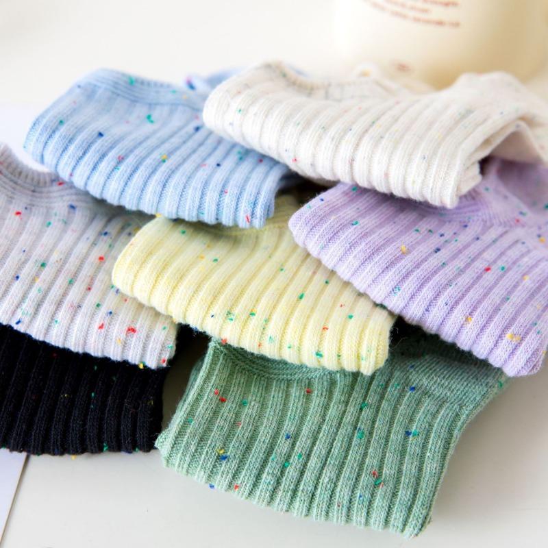 Female Summer Thin Color Point Yarn Invisible Shallow Mouth Does Not Fall with The Boat Socks