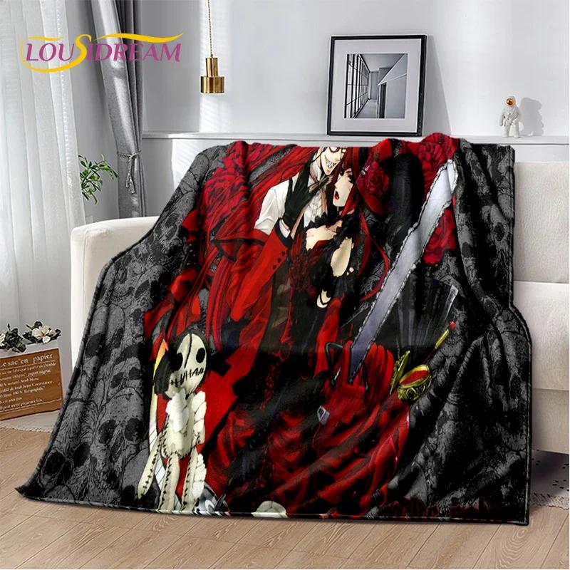 Cartoon Black Butler Anime 3D-Decke, weiche Überwurfdecke für Zuhause, Schlafzimmer, Bett, Sofa, Picknick, Reisen, Büro, Ruhebezug, Decke für Kinder