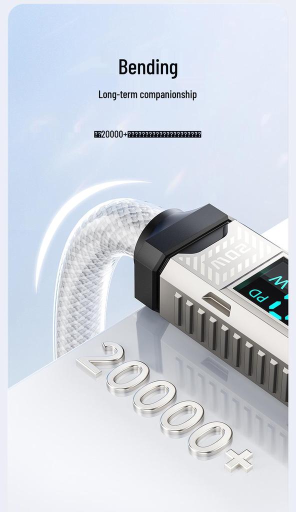 Toocki Zinc Alloy 20W Fast Charging Cable with Digital Display for Apple 14/13