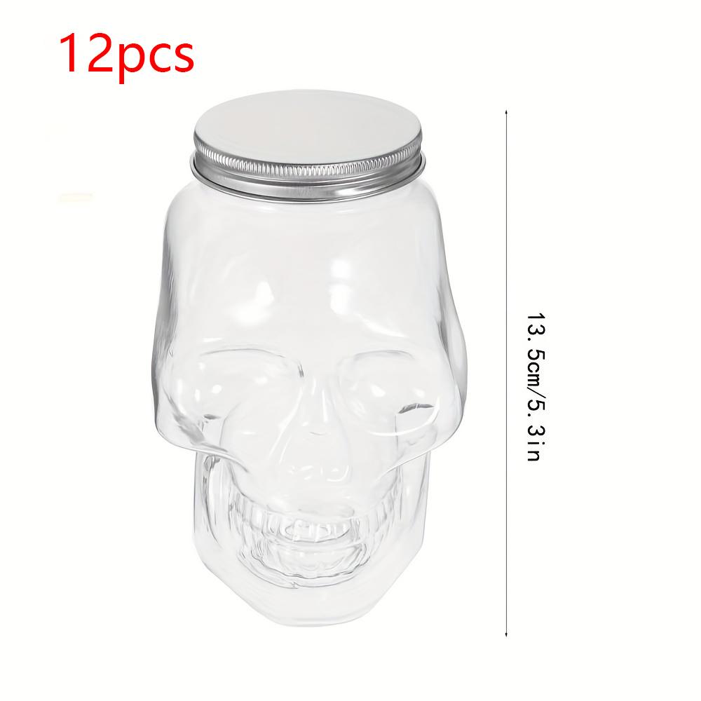 6/12 Packs Halloween Transparent Skull Plastic Jars with Lids for Home Decor Figurines Collectibles Desktop Skeleton Jar