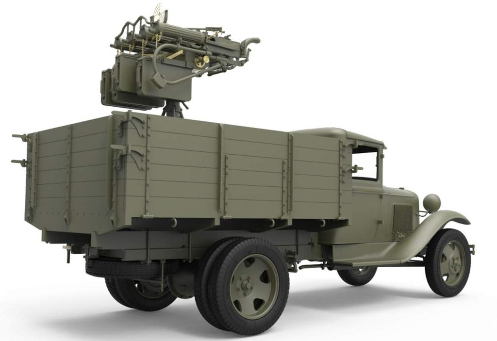 Miniart Escala 1/35 Caminhão Soviético de 1,5 Toneladas com Metralhadora AA M-4 Maxim, Modelo de Plástico, MA35186