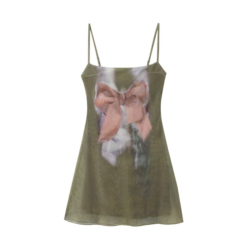 

Kaslead New Arrival Women s Clothing Fashion Style Fashion Silm French Style Bow Positioning Short Dress Green L