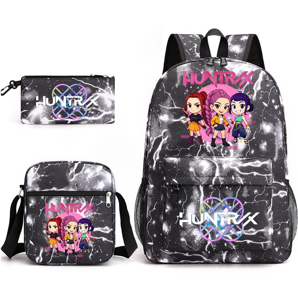 3Pcs/set Anime Printed Backpack with Shoulder Bag Pencil Case for Teenager Student Boy Girl SchoolBag Large Capacity Waterproof Bookbag Kid Gift