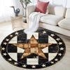 Rustic Star Round Area Rug,Carpet Rug for Living Room Bedroom Sofa Playroom Decor,Non-slip Floor Mat