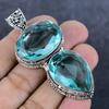 Blue Topaz Gemstone Handmade 925 Sterling Silver Jewelry Pendant 2.52" C5Q37