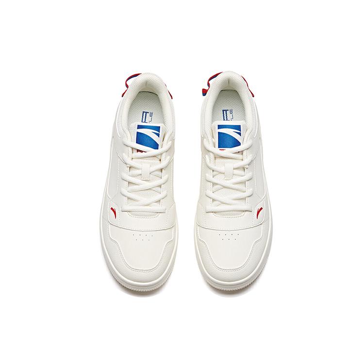 Anta Synthetic Leather Casual Coverage Slip Resistant Low Top Skateboard Shoes Men's White Blue Red 912018022-1