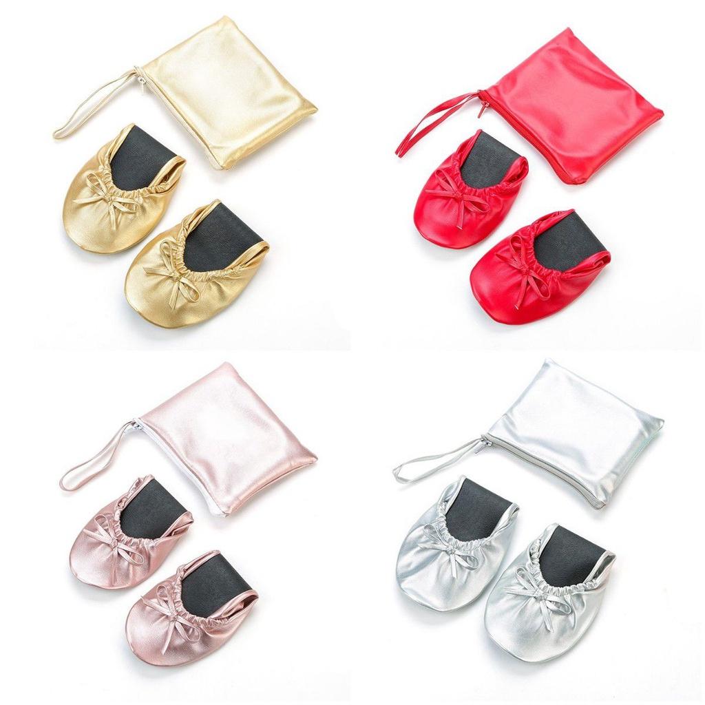 Indoor Foldable Portable Ballet Shoes Colorful Slipon Wedding Party Shoes Dance