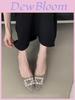 Spring Fashion Womens Elegant Satin Pointed Toe Low Heel Flats With Pu Sole For Daily Wear