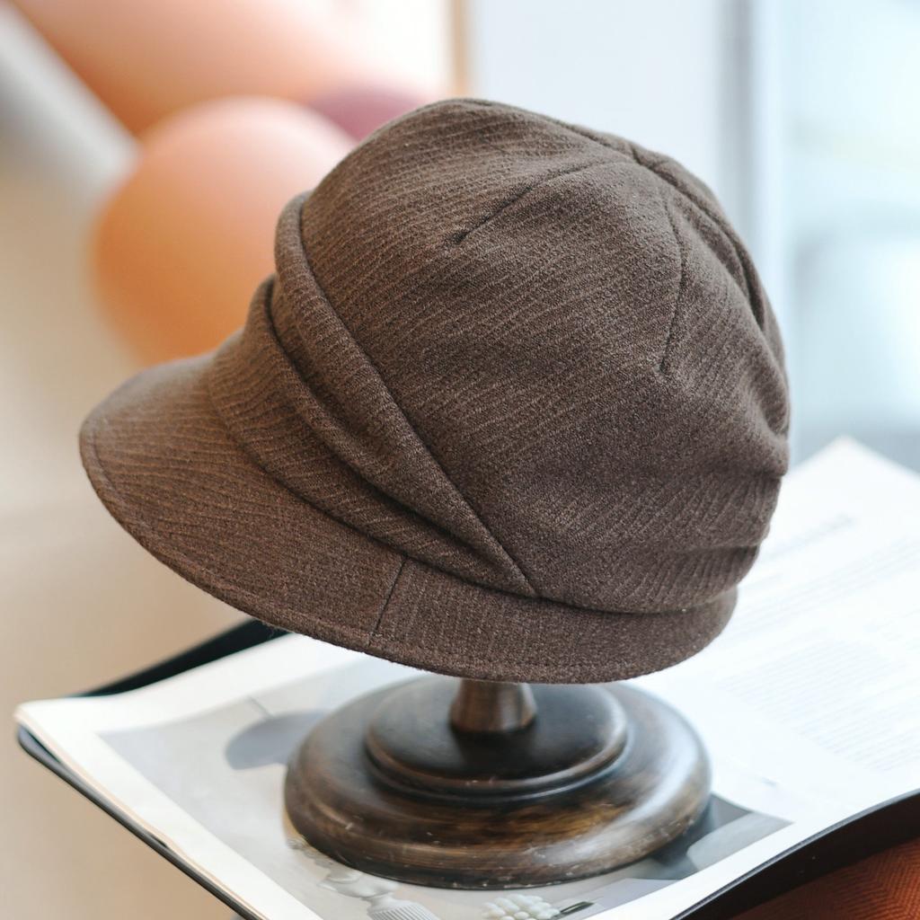Retro Twill Literary Pleated Woolen Bucket Hat Autumn and Winter British Style Casual Commuter Basin Hat Woman