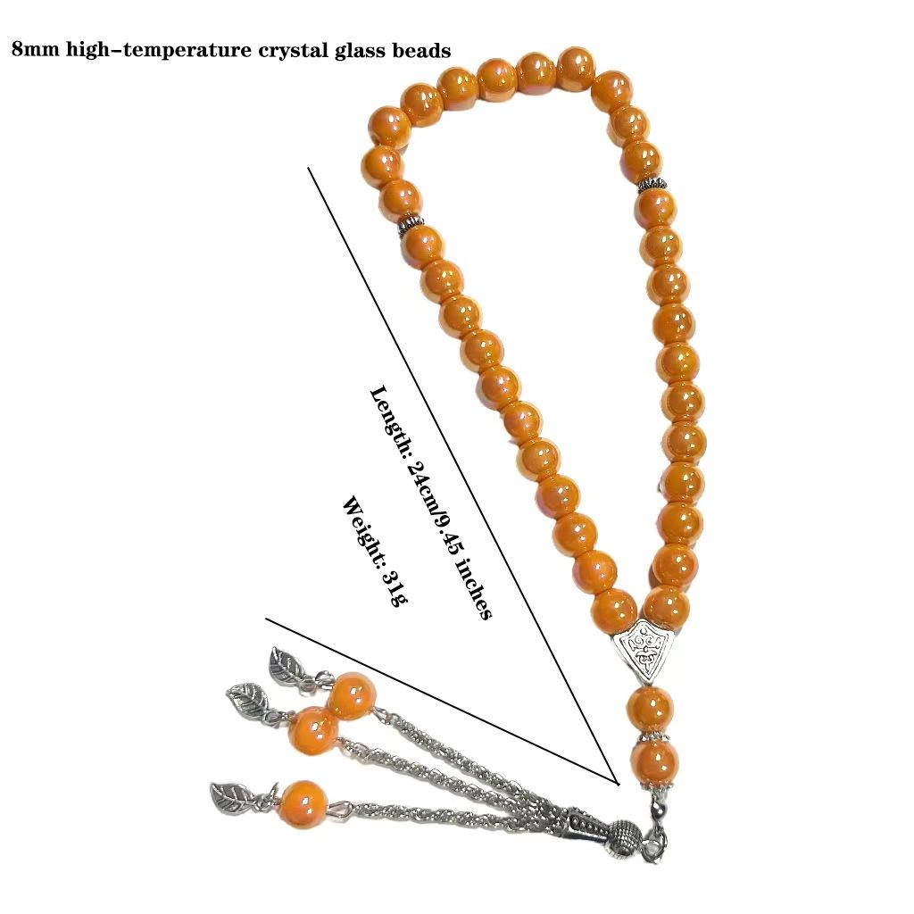 High-Temp Crystal Glass Islamic Prayer Bracelet 8mm UAE Muslim Beads