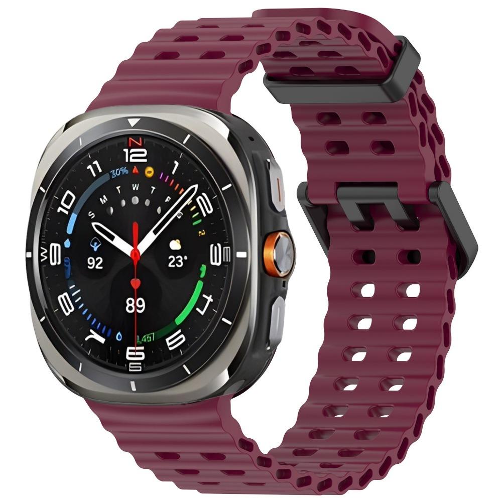 

Силіконовий ремінець Ocean для Samsung Galaxy Watch Ultra 47 мм Оригінальний дихаючий ремінець Correa Galaxy Watch 8-7 Ultra 47 мм Galaxy Ultra 47mm вина червоного кольору