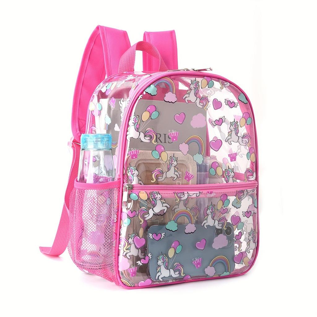 Printed Transparent Backpack Waterproof PVC Storage Bag Student Schoolbag Large-Capacity Transparent Backpack