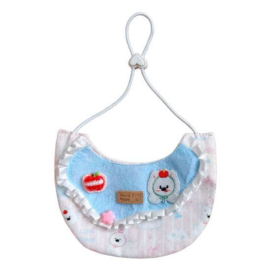 

Cute Ruffled Pet Bib Pink Cat Bandana Bib And Blue Sweet Bear Embroidery Adjustable Pet Bib S