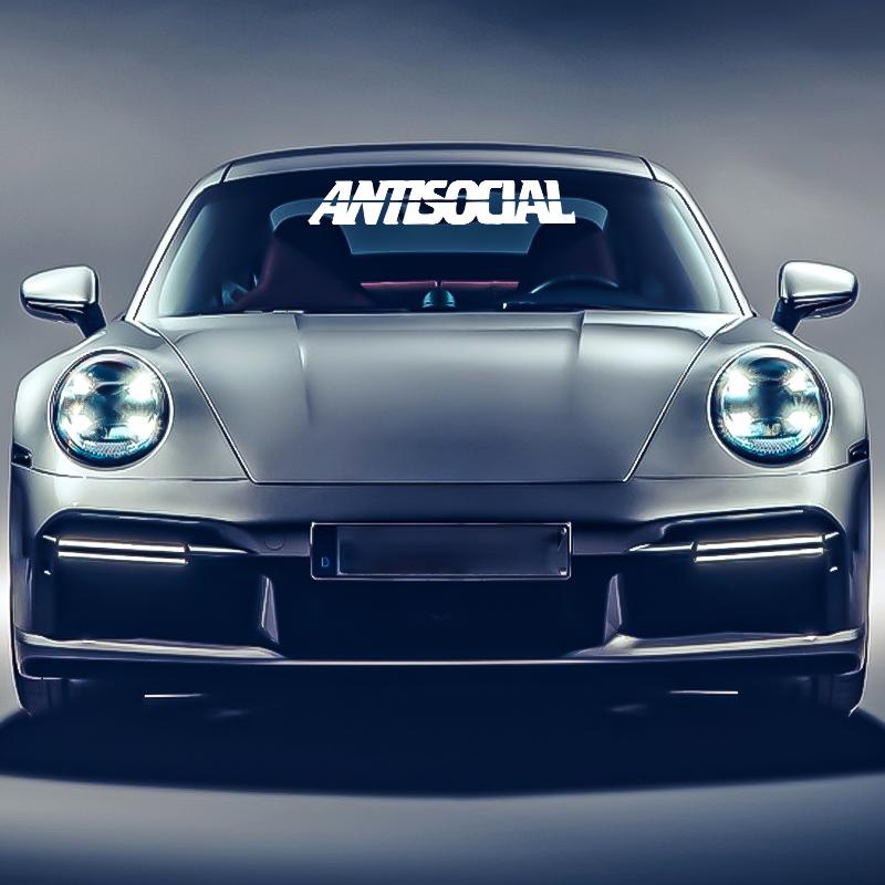 1PC Antisocial Letter Car Stickers for Rear Window Auto Front Windshield Vinyl Decals DIY Cool Racing Body Waterproof Decoration