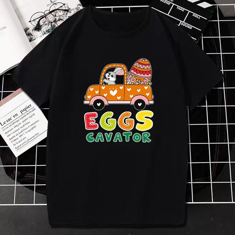 Easter T Shirt Kawaii Bunny Print Short-sleev Tops Fashion Casual Women Tee Easter Basekt Eggs Tees Oversized T-Shirt Ropa Mujer
