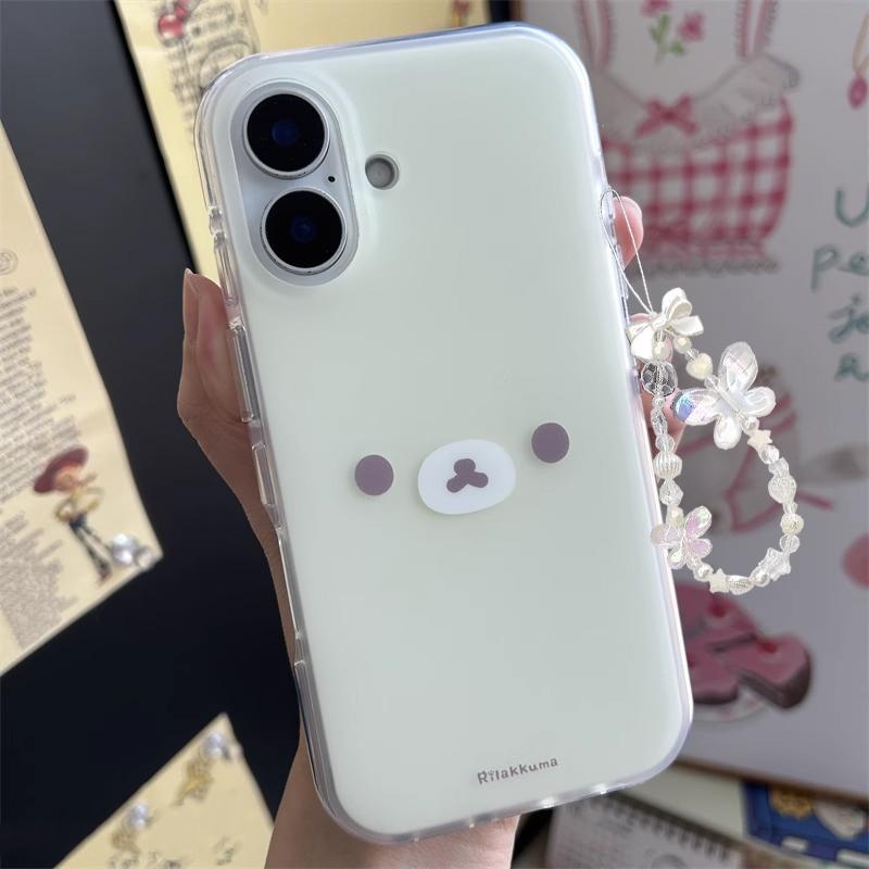 Giappone Coreano Stile INS Orso Carino e Rilassato Custodia per Telefono per iPhone 16 15 14 13 12 11 Pro Max XR XS 7 8 Plus MINI Y2K Copertura Fortunata