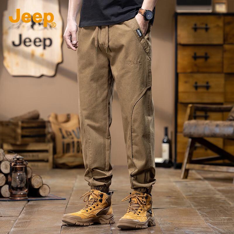 JEEP Men's Pure Cotton Tapered Cargo Pants
