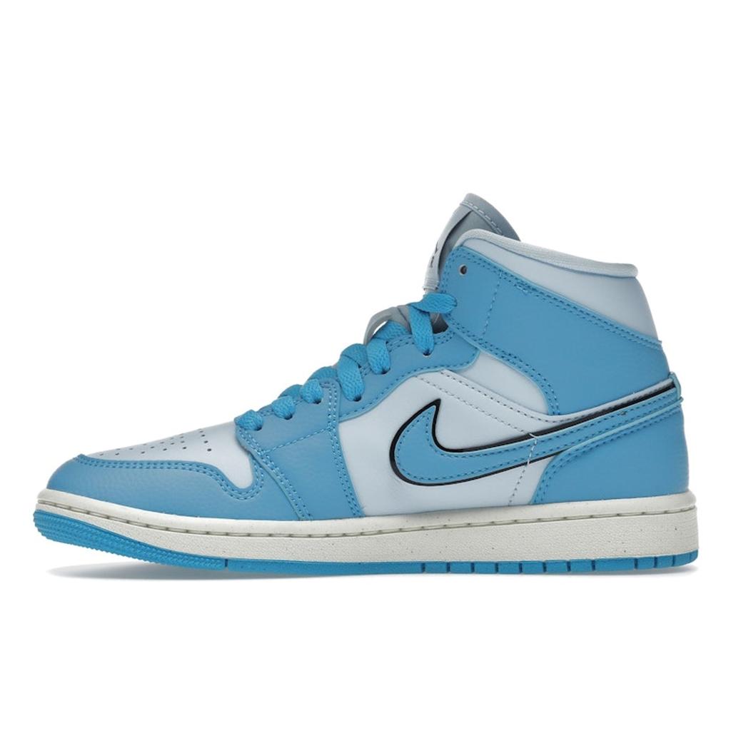 Air Jordan 1 Mid SE Ice Blue Women Sneakers Black Sail Dark-Powder-Blue DV1302-400