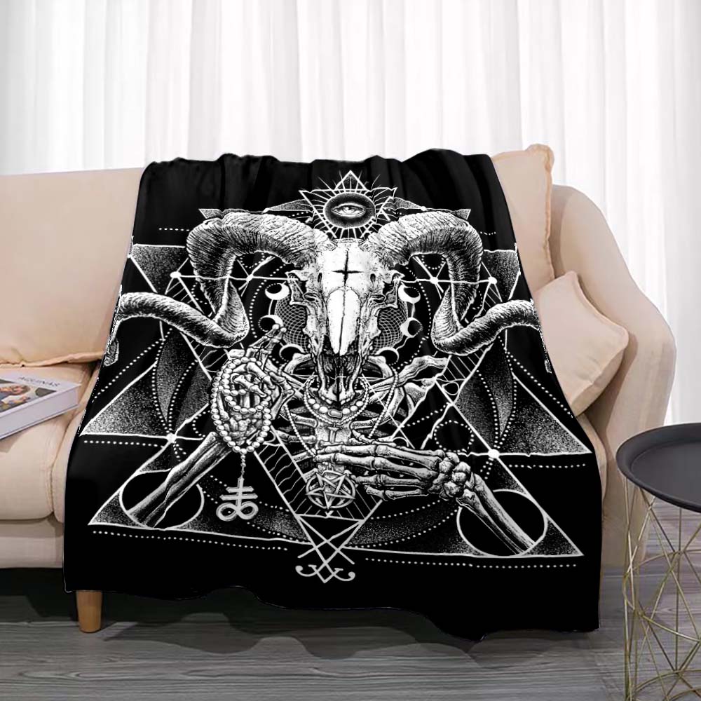 Satan Demon Evil Throw Blanket Bedspread Fleece Flannel Soft Warm Blankets Print Funny Birthday Gift Home Textiles Sofa Decor