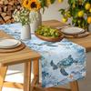 Summer Coastal Sea Turtle Coral Linen Table Runner Party Decor Reusable Farmhouse Kitchen Dining Table Runner Wedding Decoration