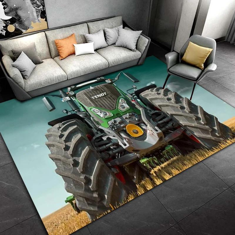 Car Tractor Series Pattern Truck Area Rug,Carpet Rug for Home Living Room Bedroom Sofa Doormat Decor,kids Non-slip Floor Mat 3D
