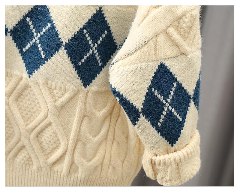 Kinder Farbblock Zopfmuster Pullover - Retro und modisch für Herbst/Winter