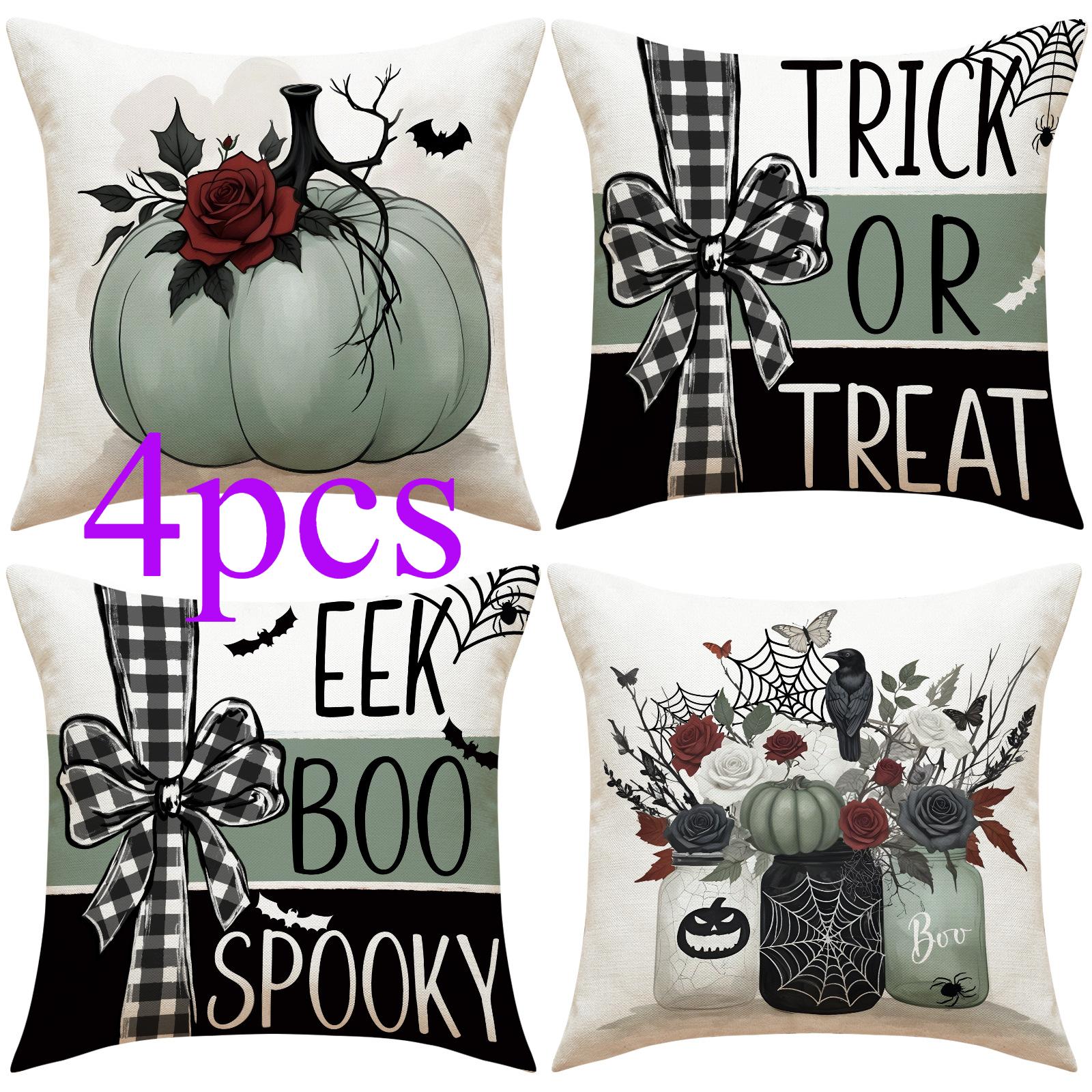 

4 шт./компл. Хэллоуин, забавная наволочка с тыквой, фестивальная пародия, украшение для домашней атмосферы, чехол для диванной подушки без наволочки 45cm*45cm
