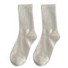 Girls' Mid-Calf Pure Cotton Stacking Socks - Maillard Color, Vertical Stripes, Anti-Odor, Slimming, Athletic Style.