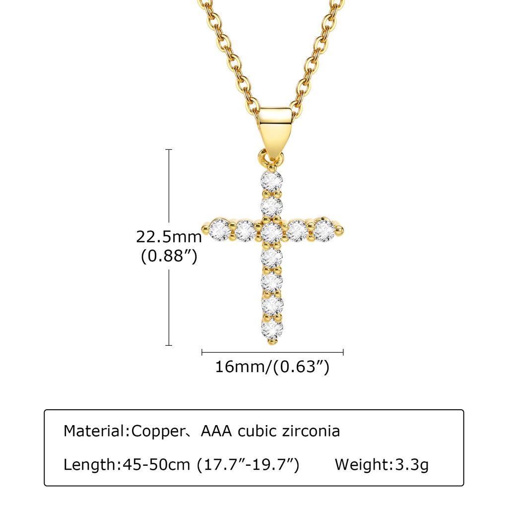 Cubic Zirconia Crucifix Cross Neckalce Pendant for Women Simple Layered Jewelry