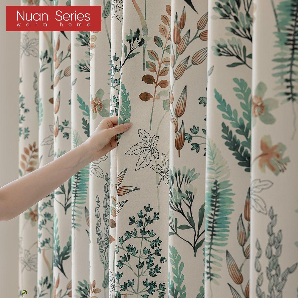 1PC Nuan Series Natural Hand-painted Printed Curtains Nordic Ins Style Blackout Curtains for Bedroom Living Room Balcony Window for Home Decor