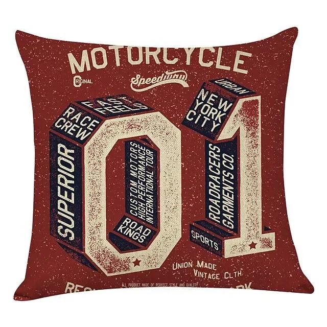 Vintage Classic American English Letters Linen Pillow Covers Bar Sofa Red Double Bed Cushions Covers 40X40 45X45 Home Decor
