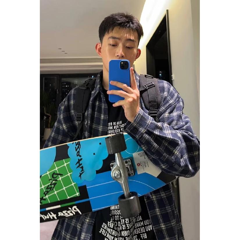 

Шикарная осенняя клетчатая рубашка в стиле ретро, с лацканами, на одной пуговице, классическая, универсальная, с карманом и длинным рукавом для женщин 2XL синий