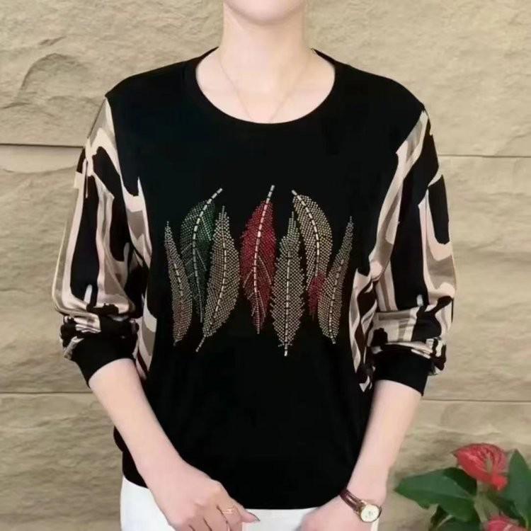 

Autumn Women s Round Neck Top: Fashionable, Loose-Fit, Plus-Size, Hot Drill Design for a Flattering Look 2XL (57.5-62.5 kg)