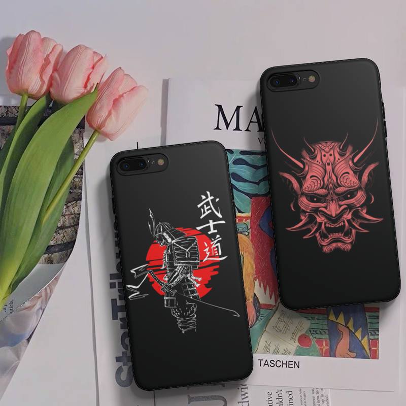 

Японский самурай маска Они Маска чехол для телефона Fundas чехол для Iphone 6 6s 7 8 Plus Xr X Xs 11 12 13 Mini Pro Max